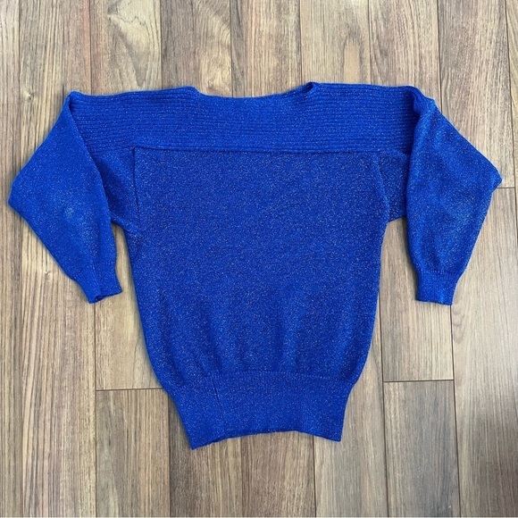 Marella Vintage 80’s Blue Sparkly Sweater - Picture 5 of 8